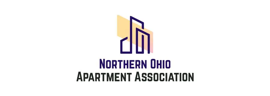 Logo of Northern Ohio Apartment Association with stylized buildings and purple and yellow colors.